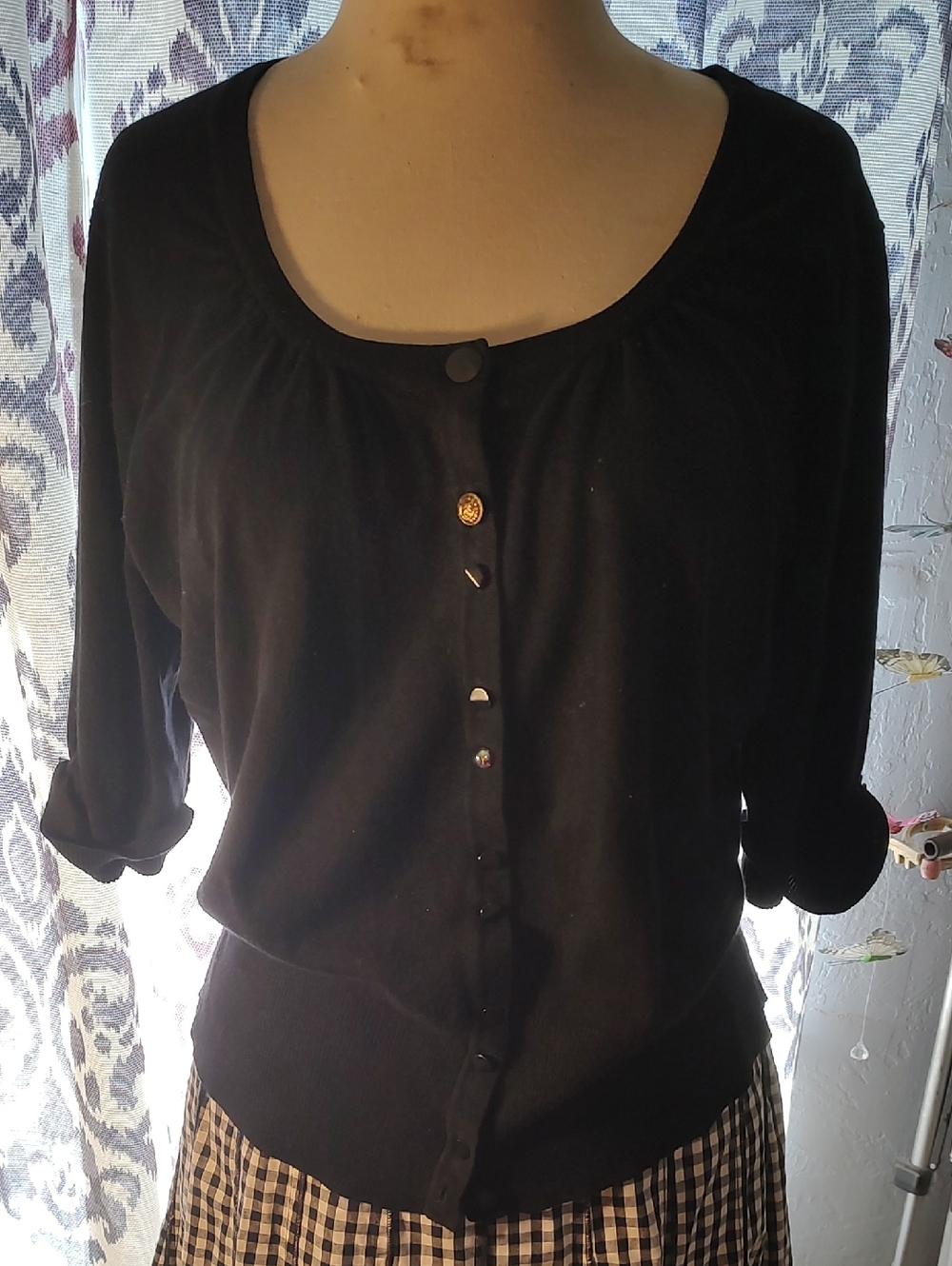 Maurices Black Scoop-Neck Button Front Top